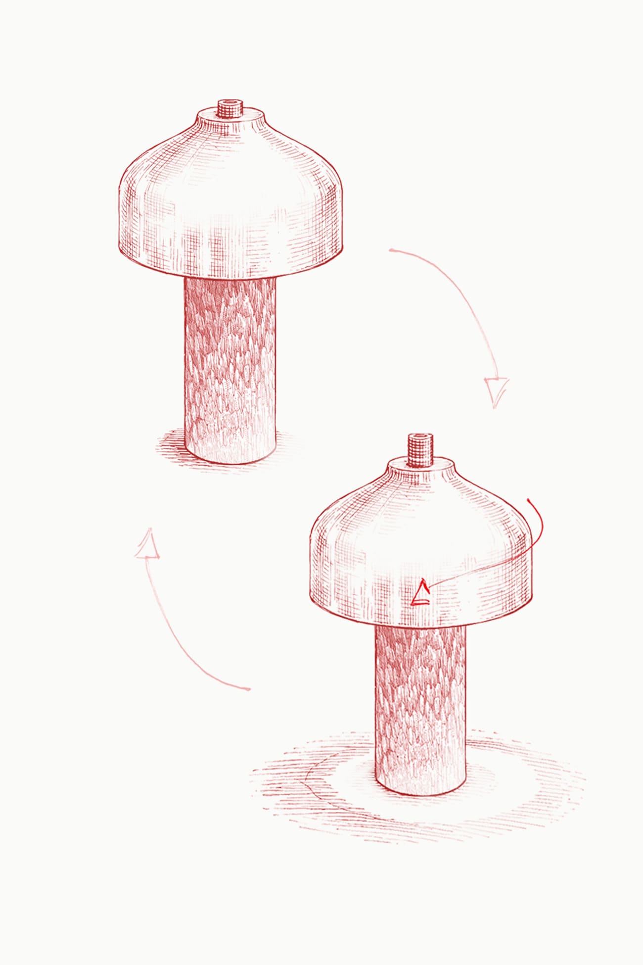 Plan fonctionnement technique lampe design laiton C22k dinanderie